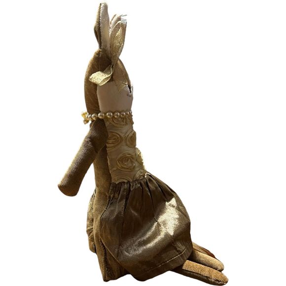 Woof & Poof Christmas Fox Gold Rose Dress Pearls Shelf Sitting Doll 2012 Rare - Picture 5 of 16